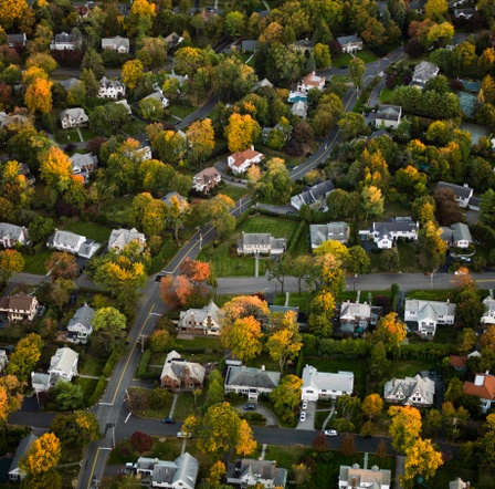 Aerial photography of suburbs, NY